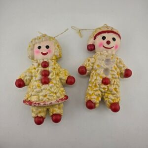 Vintage Christmas‎ Ornaments Chenille Figures Boy Girl Set Holiday Decor